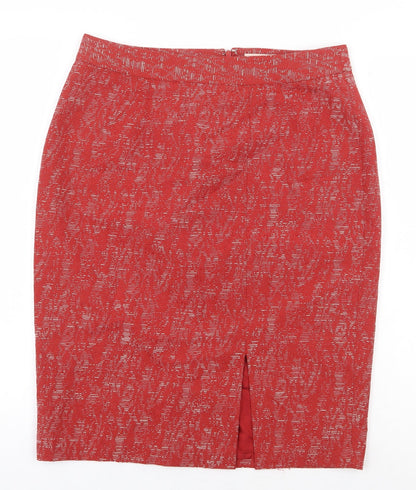 Fenn Wright Manson Womens Red Geometric Viscose Straight & Pencil Skirt Size M Zip