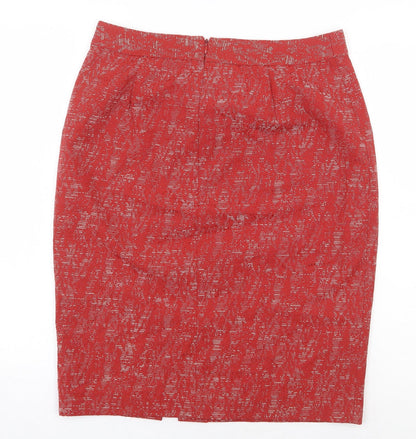 Fenn Wright Manson Womens Red Geometric Viscose Straight & Pencil Skirt Size M Zip