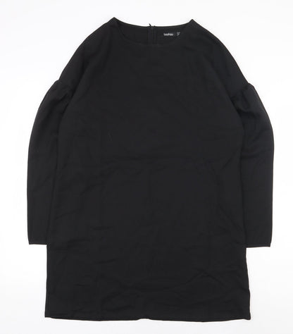 Boohoo Womens Black Polyester A-Line Size 12 Boat Neck Zip