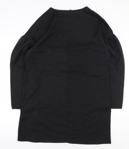 Boohoo Womens Black Polyester A-Line Size 12 Boat Neck Zip