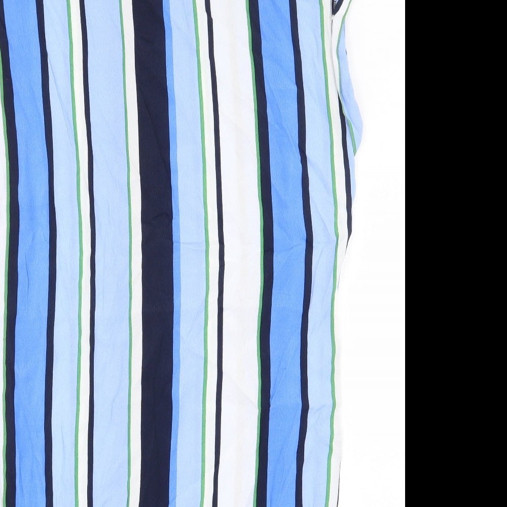 NEXT Womens Blue Striped Viscose Sheath Size 8 Boat Neck Pullover