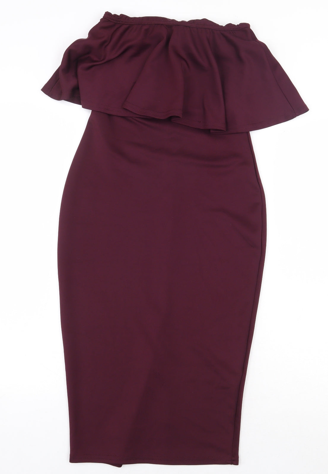 Boohoo Womens Purple Polyester Pencil Dress Size 6 Off the Shoulder Pullover