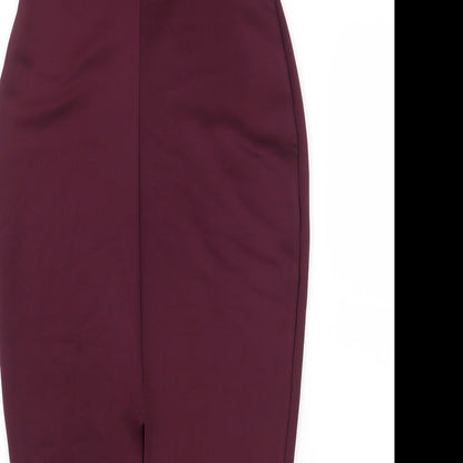 Boohoo Womens Purple Polyester Pencil Dress Size 6 Off the Shoulder Pullover