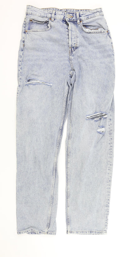 H&M Mens Blue Cotton Straight Jeans Size 29 in L30 in Regular Button
