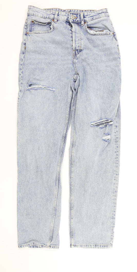 H&M Mens Blue Cotton Straight Jeans Size 29 in L30 in Regular Button
