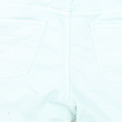 Marks and Spencer Womens Green Cotton Boyfriend Shorts Size 22 L5 in Regular Zip - Peppermint Green