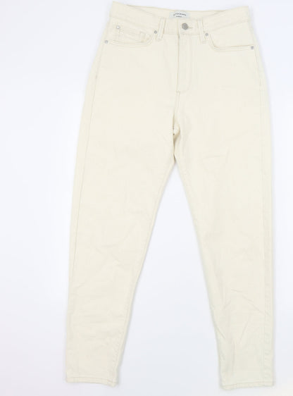 Marks and Spencer Mens Ivory Cotton Tapered Jeans Size 30 in L31 in Regular Zip