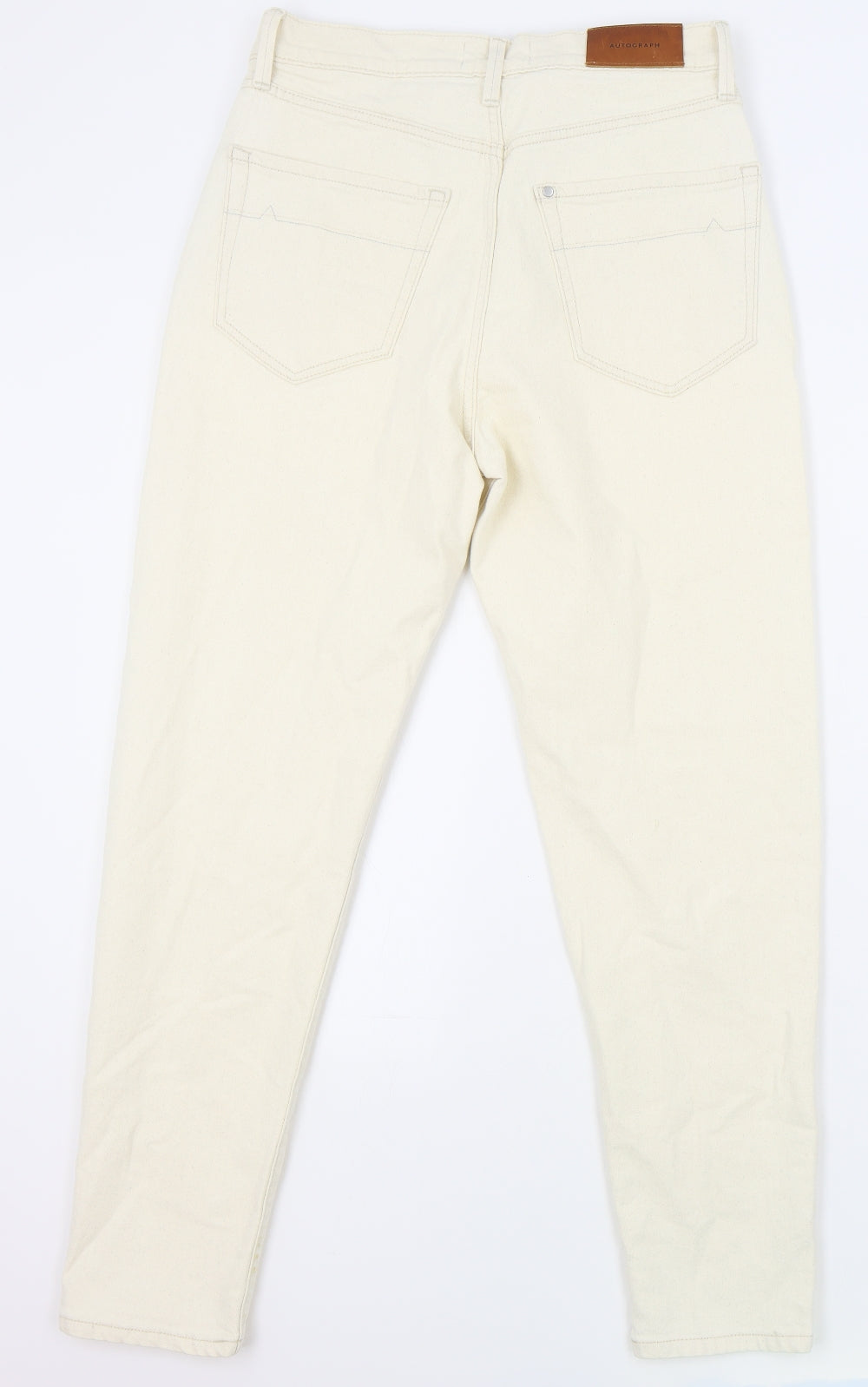 Marks and Spencer Mens Ivory Cotton Tapered Jeans Size 30 in L31 in Regular Zip