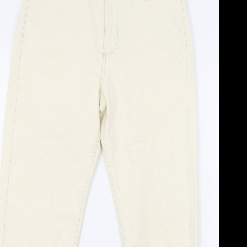 Marks and Spencer Mens Ivory Cotton Tapered Jeans Size 30 in L31 in Regular Zip