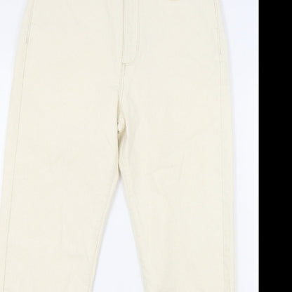 Marks and Spencer Mens Ivory Cotton Tapered Jeans Size 30 in L31 in Regular Zip