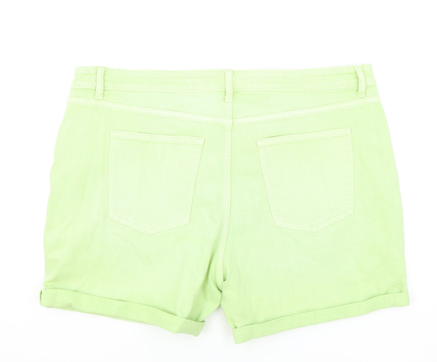 Marks and Spencer Womens Green Cotton Boyfriend Shorts Size 22 L5 in Regular Zip