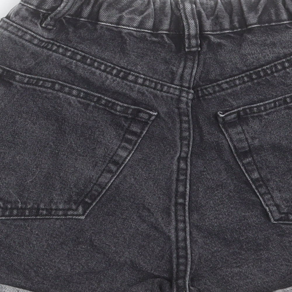 Pull&Bear Womens Black Cotton Boyfriend Shorts Size 4 Regular Button