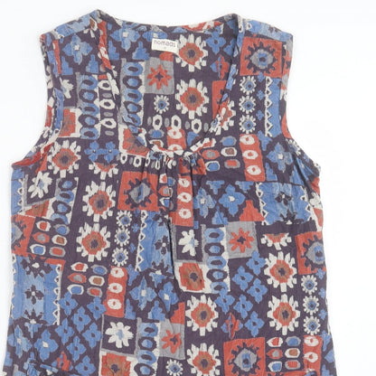 Nomads Womens Multicoloured Geometric Polyester A-Line Size 10 Scoop Neck Pullover
