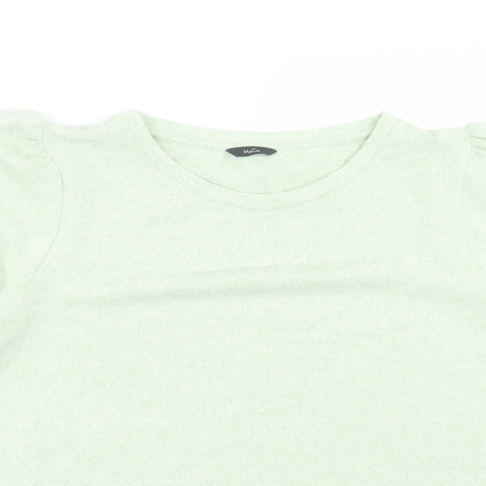 Womens UK Size 14 M&Co Green Basic T-Shirt