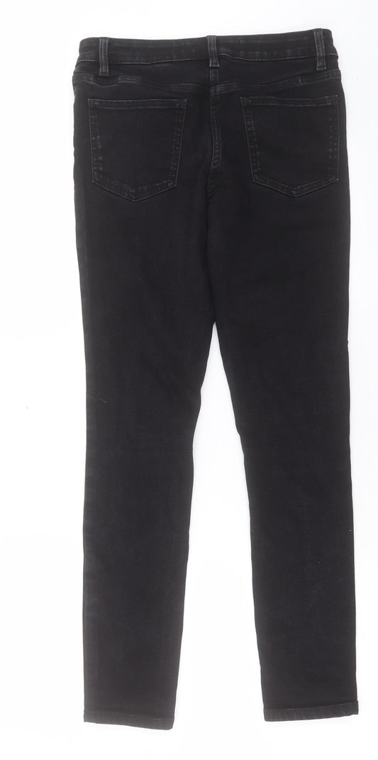 NEXT Womens Black Cotton Skinny Jeans Size 10 L29 in Regular Button
