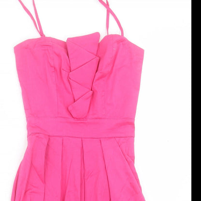 TFNC Womens Pink Cotton A-Line Size M Square Neck Zip