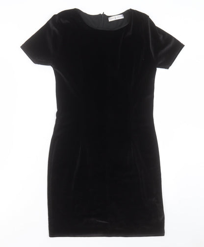 Rare London Womens Black Polyester Shift Size 10 Crew Neck Zip