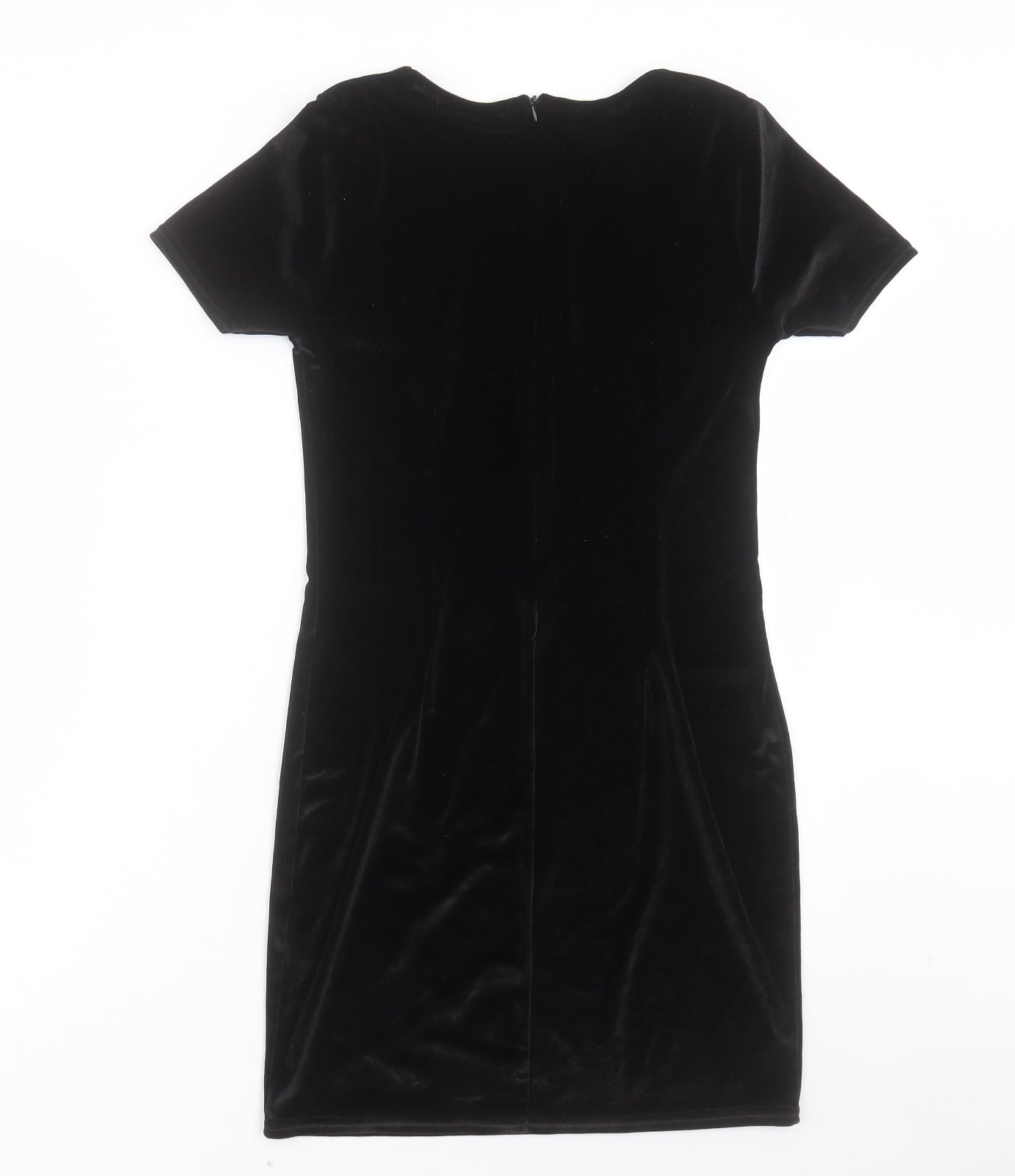 Rare London Womens Black Polyester Shift Size 10 Crew Neck Zip