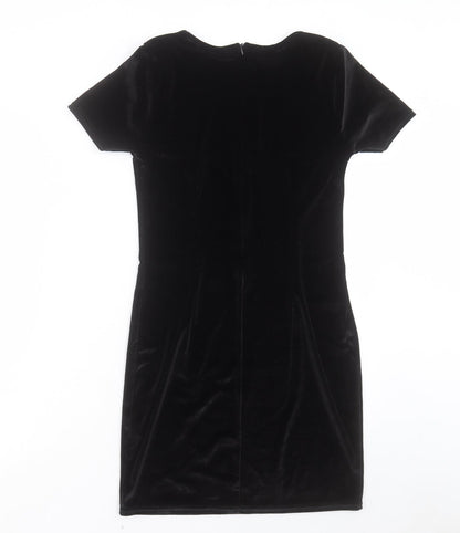 Rare London Womens Black Polyester Shift Size 10 Crew Neck Zip