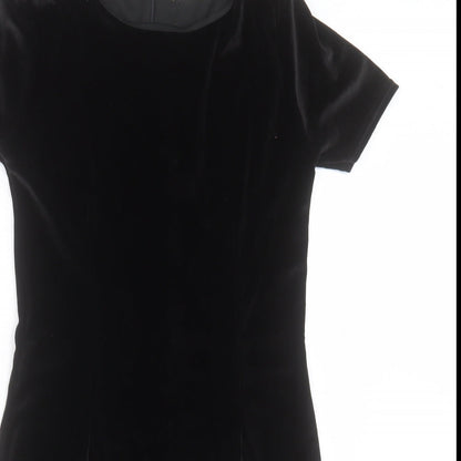 Rare London Womens Black Polyester Shift Size 10 Crew Neck Zip