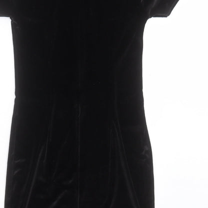 Rare London Womens Black Polyester Shift Size 10 Crew Neck Zip