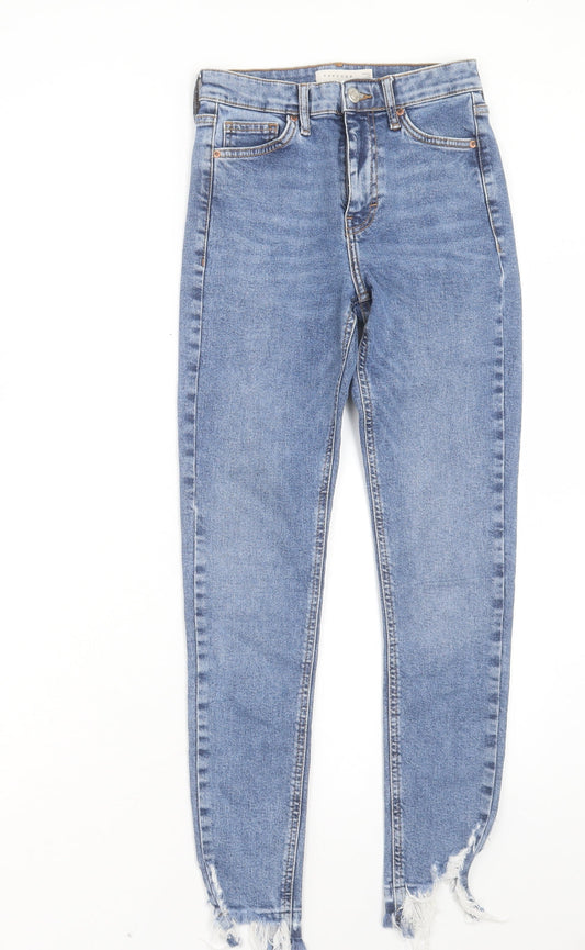 Topshop Womens Blue Cotton Skinny Jeans Size 25 in L27 in Regular Button - To Fit 32