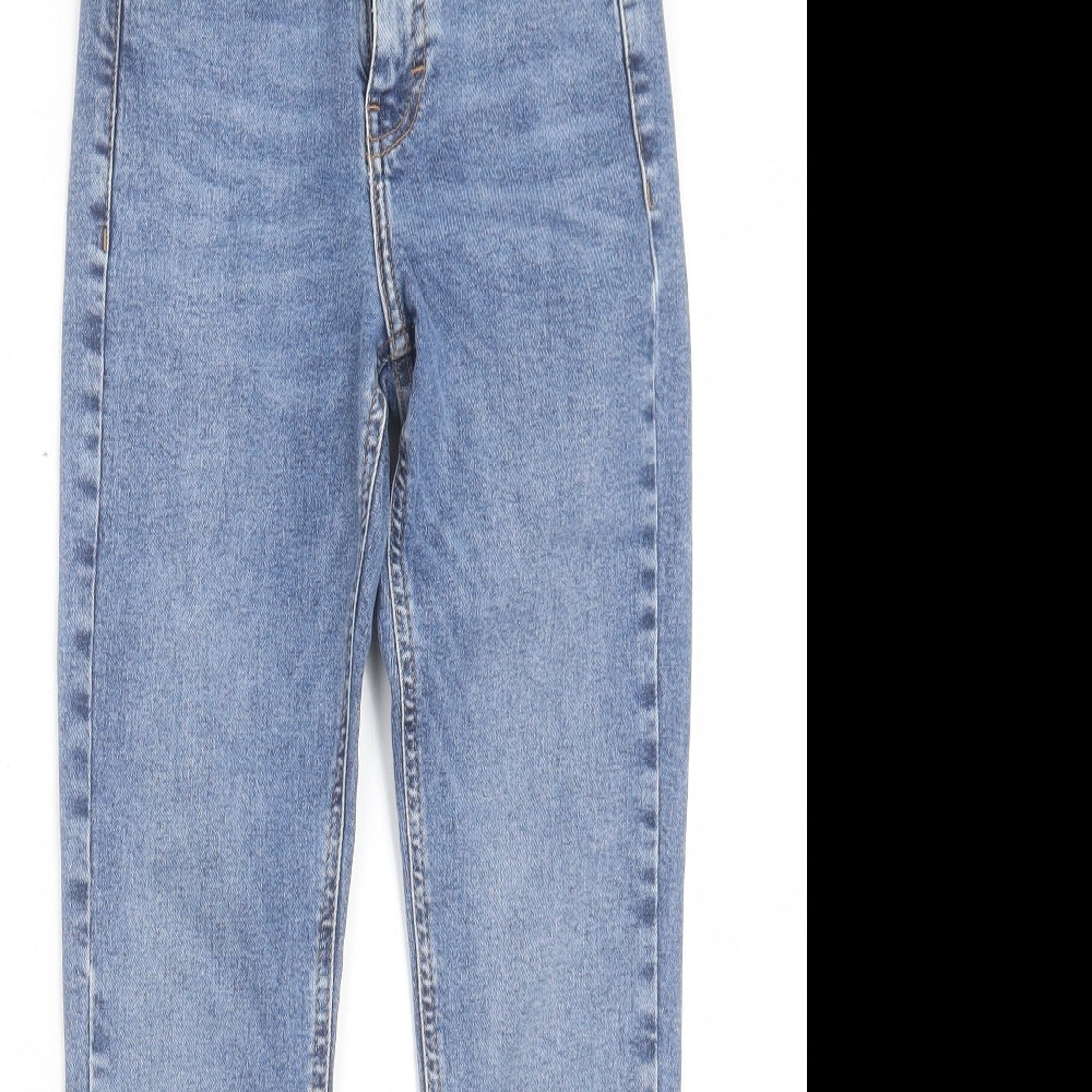 Topshop Womens Blue Cotton Skinny Jeans Size 25 in L27 in Regular Button - To Fit 32
