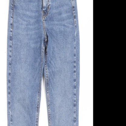 Topshop Womens Blue Cotton Skinny Jeans Size 25 in L27 in Regular Button - To Fit 32