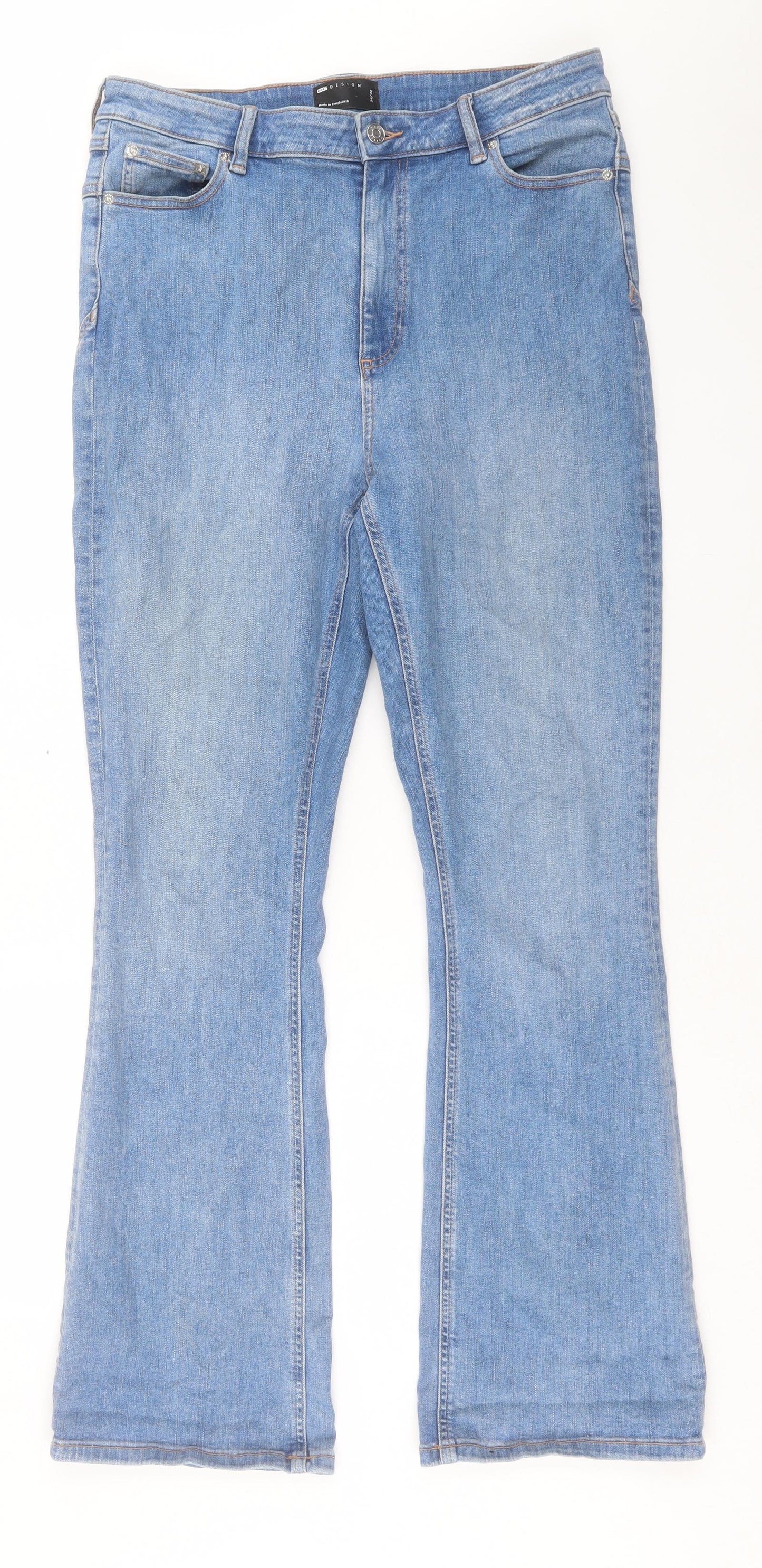 ASOS Womens Blue Cotton Bootcut Jeans Size 34 in L32 in Regular Button