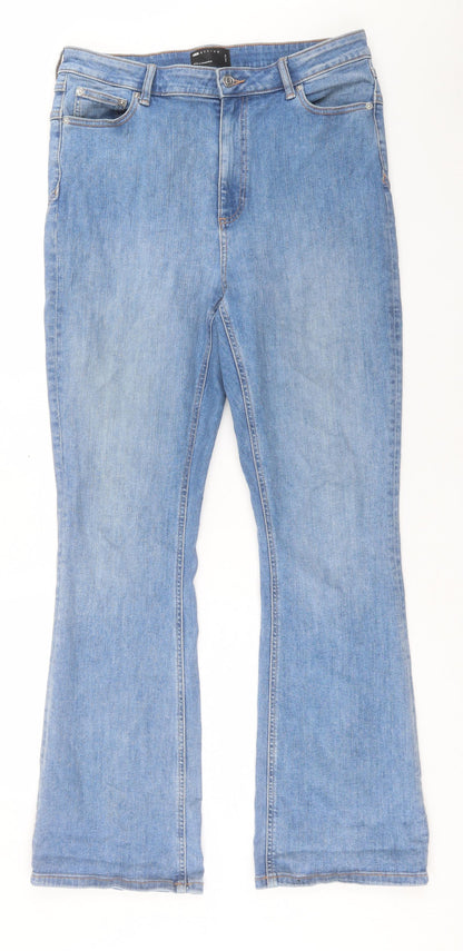 ASOS Womens Blue Cotton Bootcut Jeans Size 34 in L32 in Regular Button