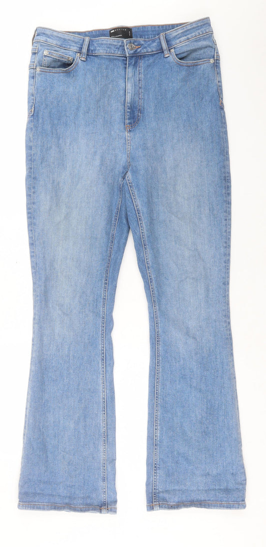 ASOS Womens Blue Cotton Bootcut Jeans Size 34 in L32 in Regular Button