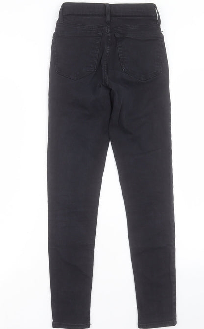 Topshop Womens Black Cotton Skinny Jeans Size 25 in L27 in Regular Button - To Fit 32