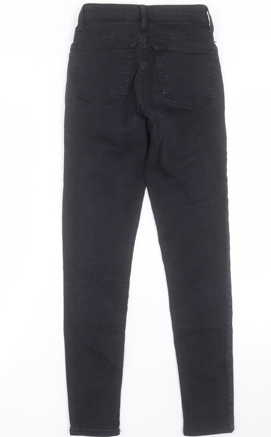 Topshop Womens Black Cotton Skinny Jeans Size 25 in L27 in Regular Button - To Fit 32