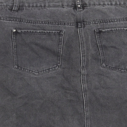 NEXT Womens Black Cotton A-Line Skirt Size 32 in Button