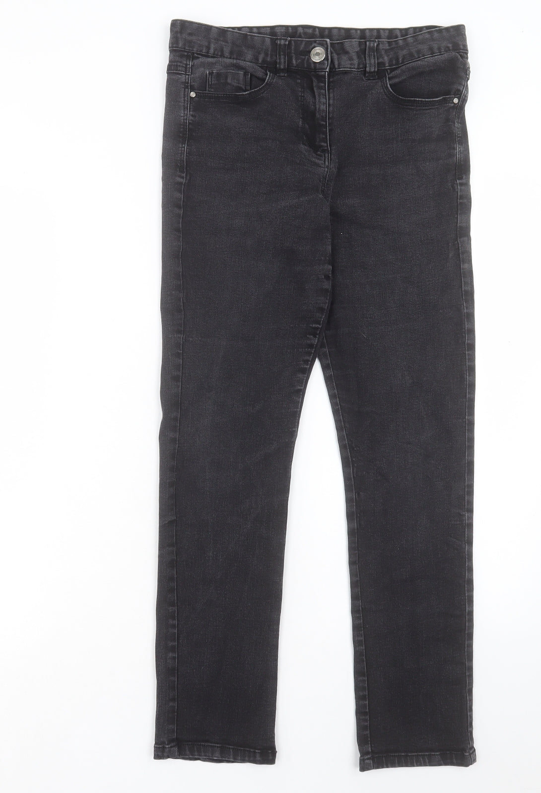 M&Co Womens Black Cotton Straight Jeans Size 8 L26 in Regular Button