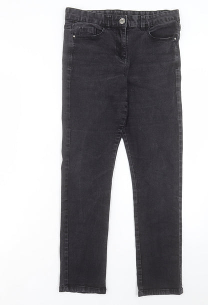 M&Co Womens Black Cotton Straight Jeans Size 8 L26 in Regular Button