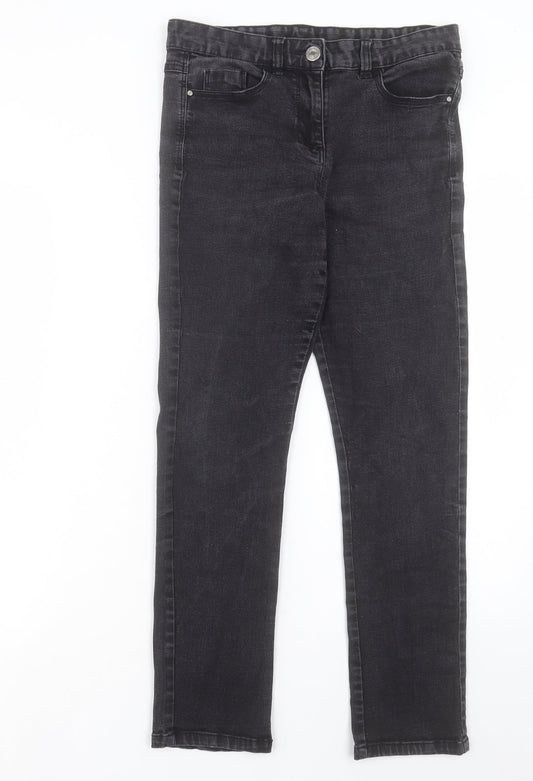 M&Co Womens Black Cotton Straight Jeans Size 8 L26 in Regular Button