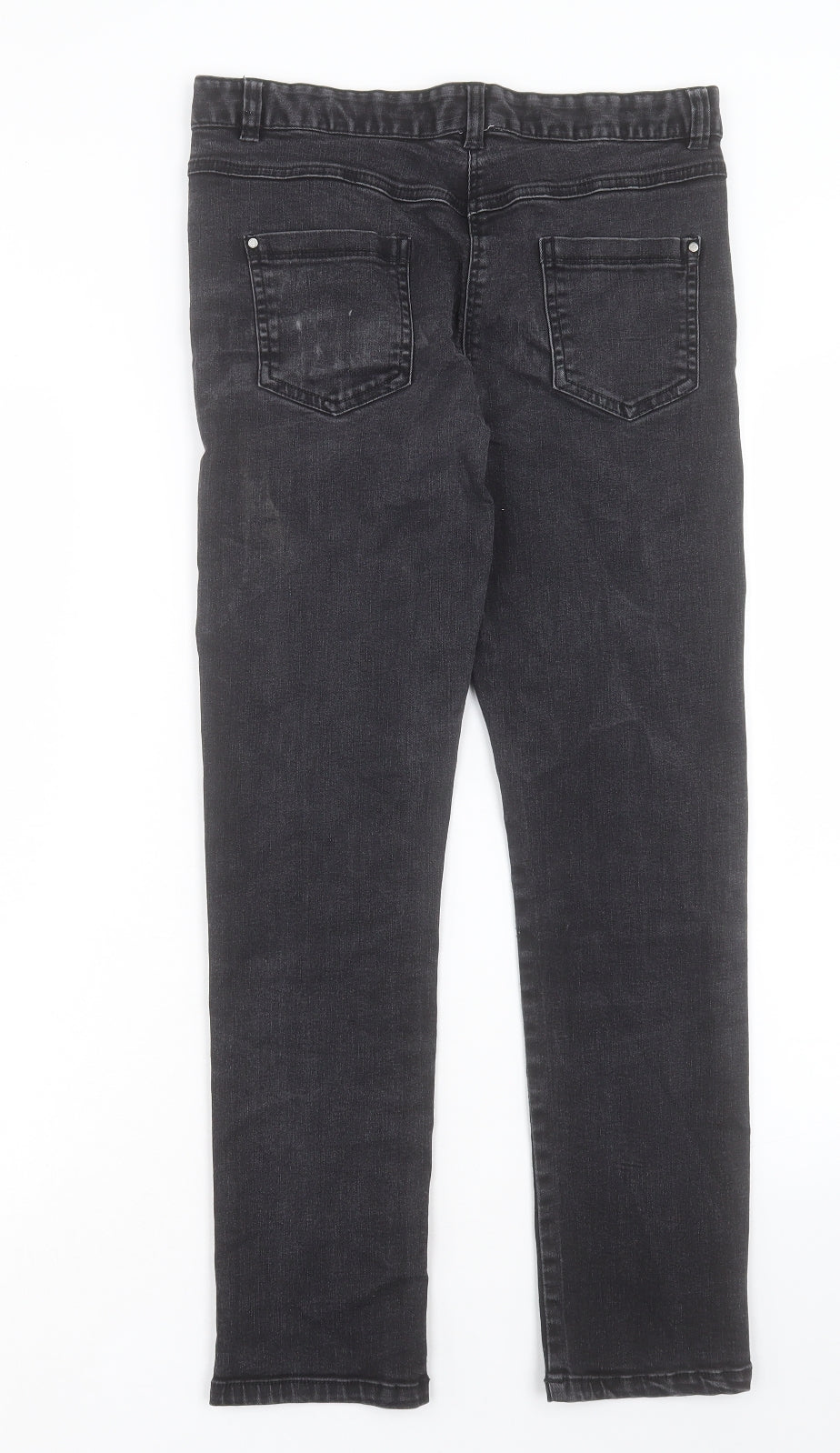 M&Co Womens Black Cotton Straight Jeans Size 8 L26 in Regular Button