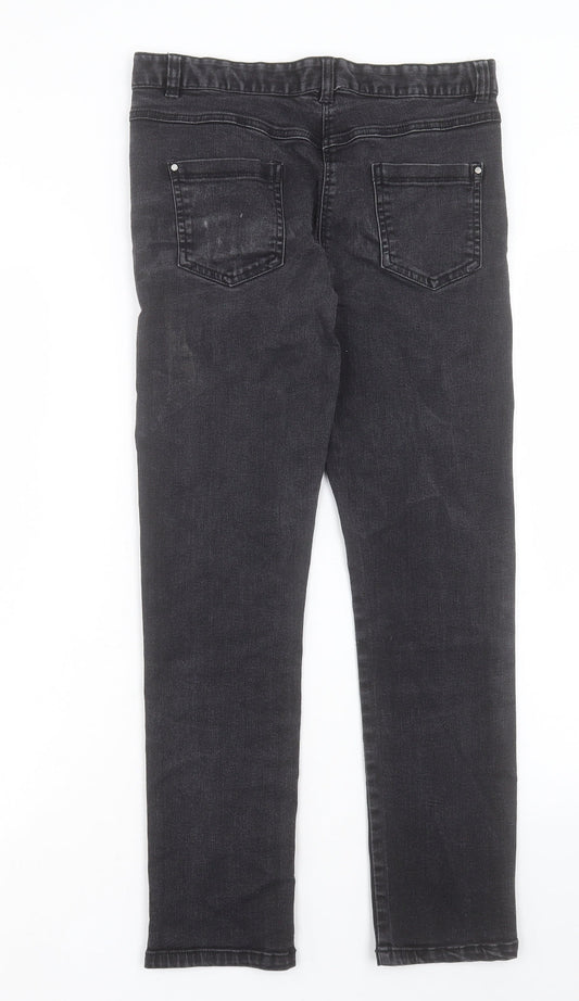 M&Co Womens Black Cotton Straight Jeans Size 8 L26 in Regular Button