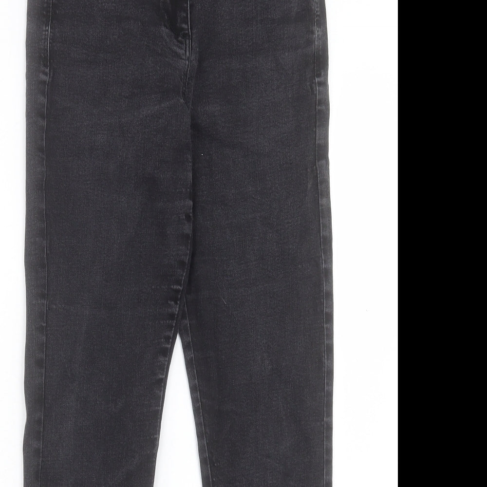 M&Co Womens Black Cotton Straight Jeans Size 8 L26 in Regular Button