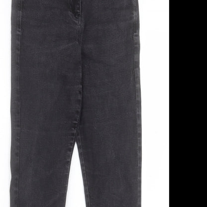 M&Co Womens Black Cotton Straight Jeans Size 8 L26 in Regular Button