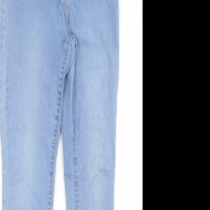 NEXT Womens Blue Cotton Skinny Jeans Size 10 L28 in Regular Button