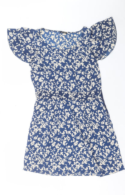 VERO MODA Womens Blue Geometric Polyester A-Line Size 10 Crew Neck Pullover - Butterfly Print