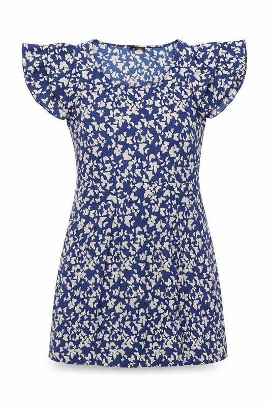 VERO MODA Womens Blue Geometric Polyester A-Line Size 10 Crew Neck Pullover - Butterfly Print