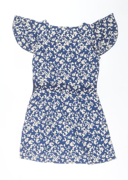 VERO MODA Womens Blue Geometric Polyester A-Line Size 10 Crew Neck Pullover - Butterfly Print