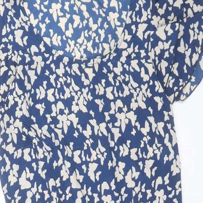 VERO MODA Womens Blue Geometric Polyester A-Line Size 10 Crew Neck Pullover - Butterfly Print