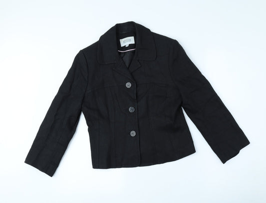 NEXT Womens Black Linen Jacket Blazer Size 10