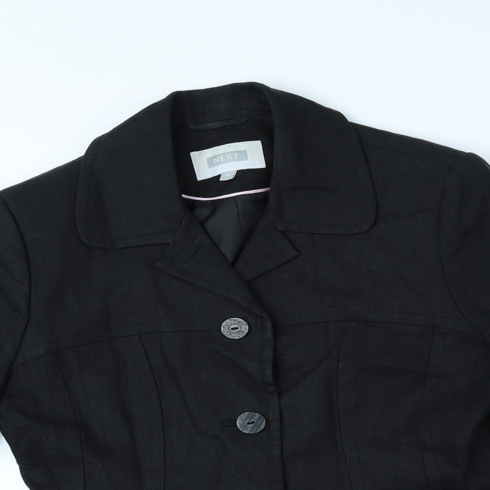 NEXT Womens Black Linen Jacket Blazer Size 10