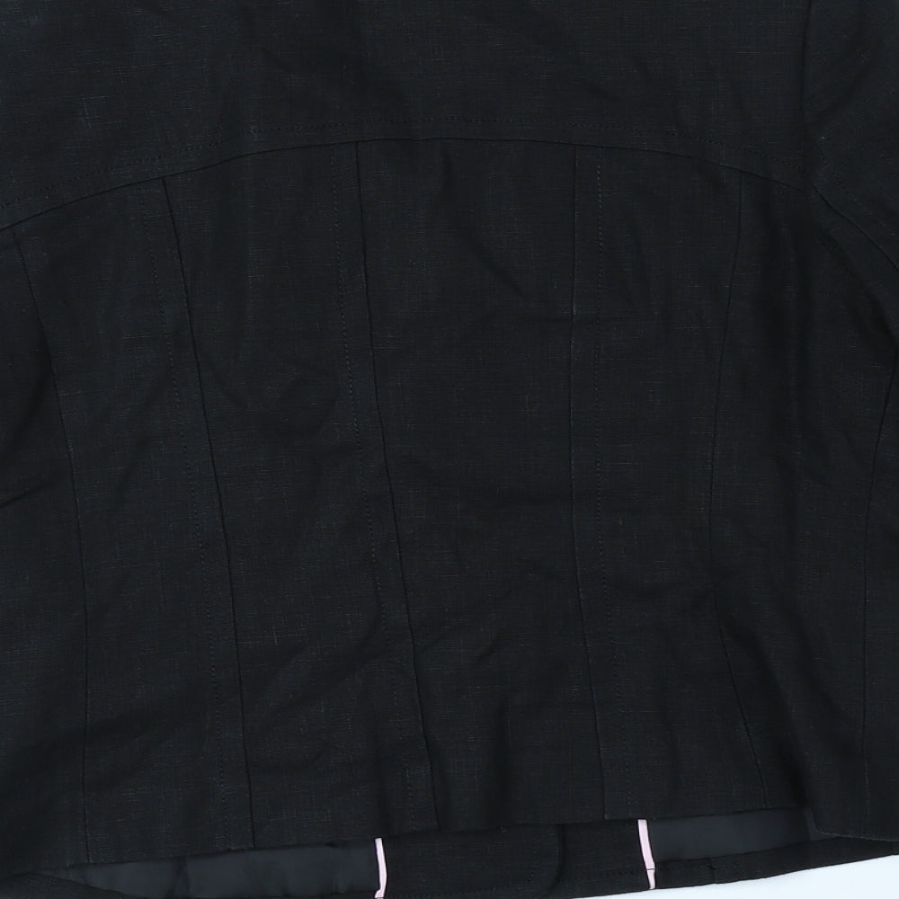 NEXT Womens Black Linen Jacket Blazer Size 10