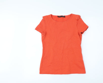 Womens UK Size XS Zara Orange Basic Blouse
